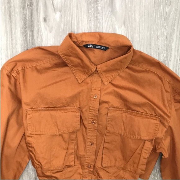 ZARA POPLIN SHIRT DRESS BUTTON FRONT LONG SLEEVE MINI MEDIUM - Picture 4 of 12